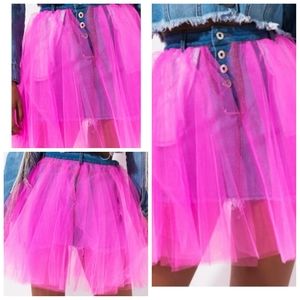Denim tulle skirt